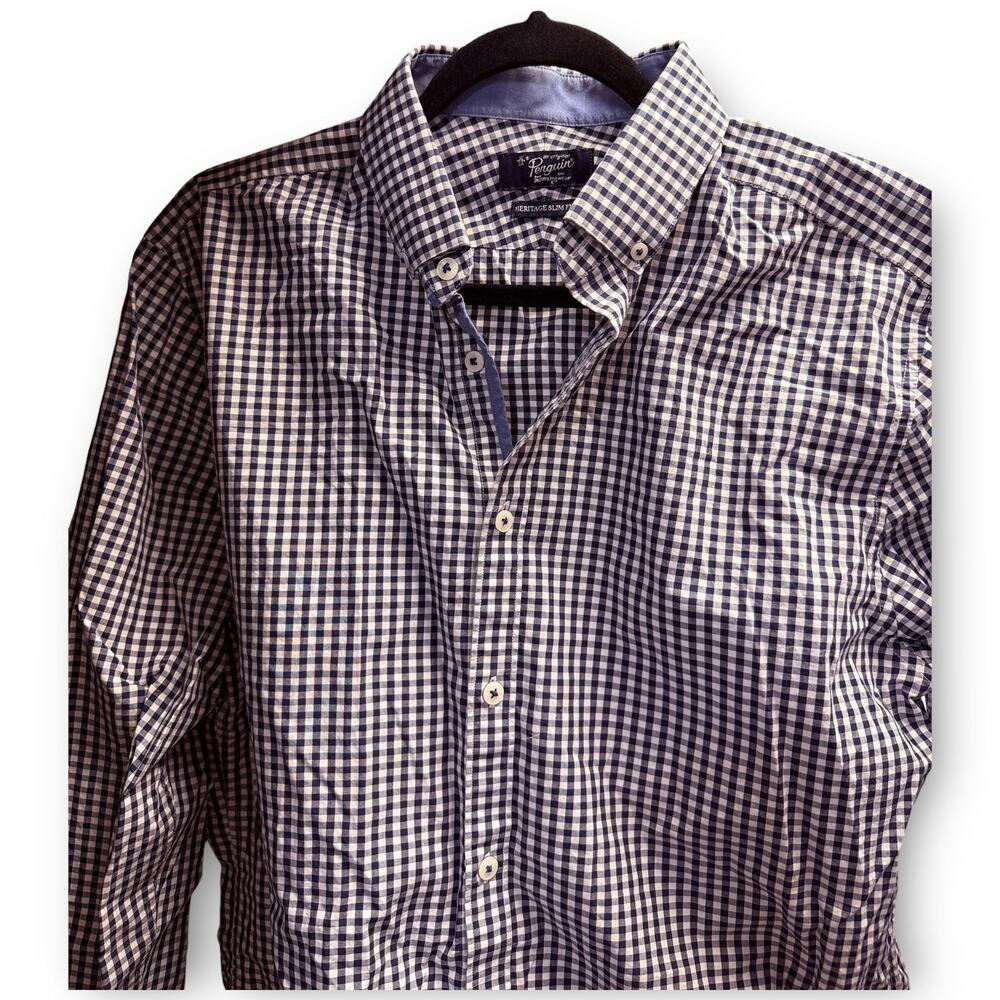 EUC Original Penguin Heritage Slim Fit Gingham Shirt 16 34/35 - Picture 3 of 6